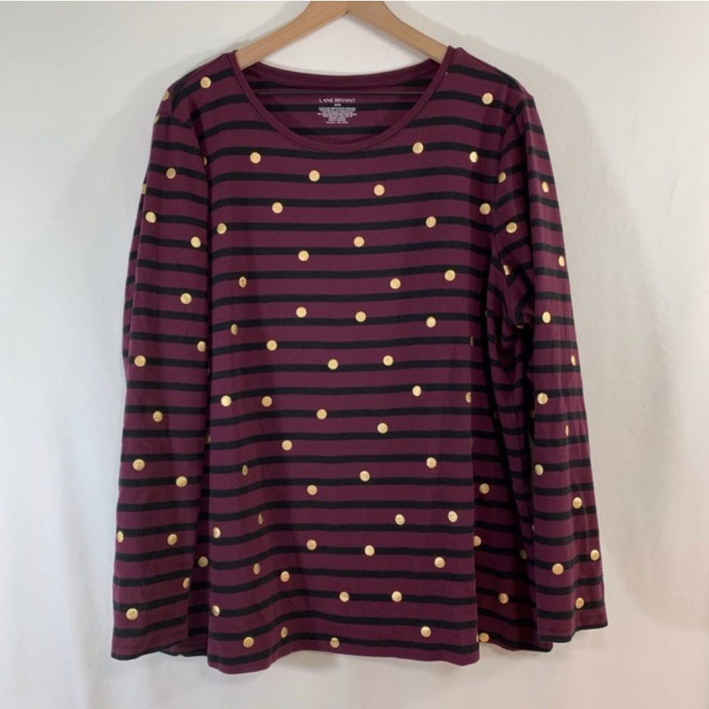 Lane Bryant Striped Long Sleeve Tee